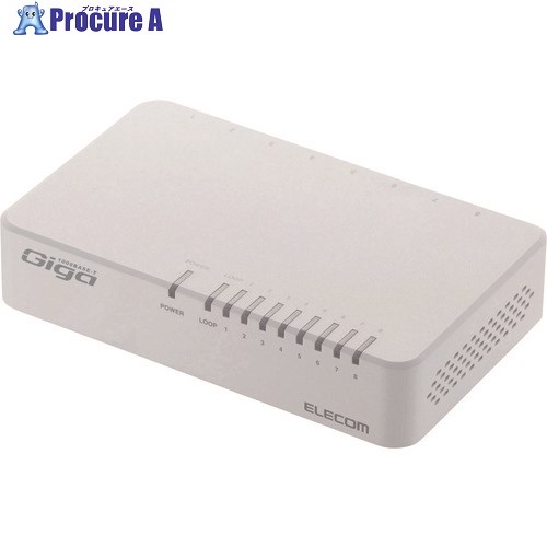 ELECOM 1000BASE-T対応スイッチングハブ 8ポート プラスチック筐体 磁石付き 電源外付モデル ホワイト(マグネット付き) EHC-G08PA2-JW 1個 ▼147-7334