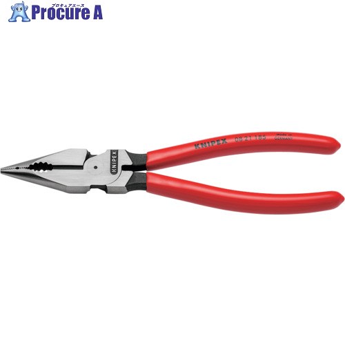 KNIPEX ニードルノーズペンチ プラスチックハンドル 185mm 0821185 1丁 ▼610-7092