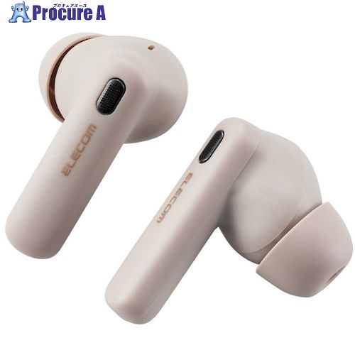 ELECOM Bluetoothイヤホン 完全ワイヤレス ノイズキャンセリング AAC対応 カナル型 ベージュ LBT-TWS13BE 1個 ▼455-7408【代引決済不可】