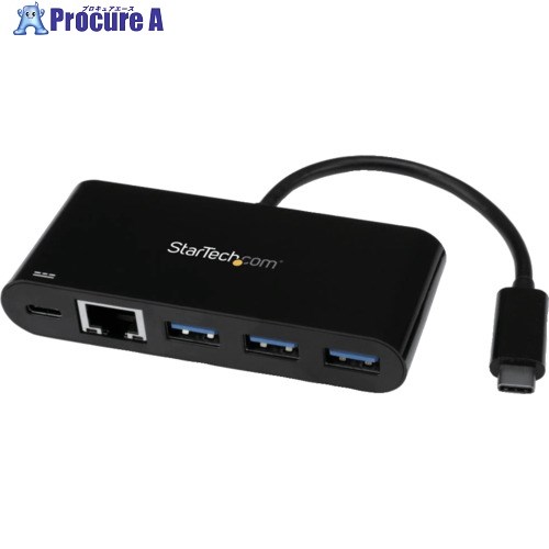 StarTech USBハブ/Type-C/3ポート Type-A/イーサネット/LANポート/60W USB PD/バスパワー/ブラック HB30C3AGEPD 1台 ▼539-1238【代引決済不可】