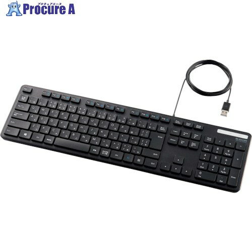 ELECOM 有線キーボード 薄型 メンブレン式 抗菌 フルサイズ ブラック TK-FCM108KBK 1台 ▼255-9201