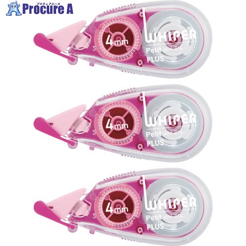 PLUS 49244)修正テープ ホワイパープチ3個 4mmピンク WH-814-3P P 1パック ▼836-4428【代引決済不可】