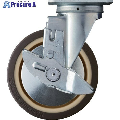 ハンマー 旋回式ウレタン車輪(ナイロンホイール・ボールベアリング)150mm ストッパー付 413S-UB150 1個 ▼125-1775【代引決済不可】