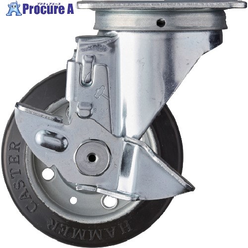 ハンマー 旋回式ゴム車輪 100mm ストッパー付 413S-R100 1個 ▼127-7292【代引決済不可】