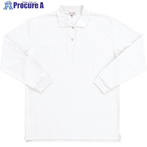 クロダルマ レディース長袖ポロシャツ ホワイト S 25441L-90-S 1着 ■▼436-9049【代引決済不可】【送料都度見積】