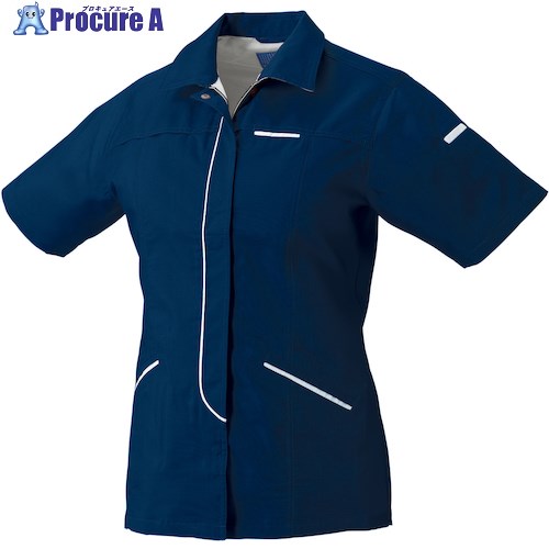 クロダルマ レディース半袖スモック ネイビー EL 26620-11-EL 1着 ■▼569-2457【代引決済不可】【送料都度見積】