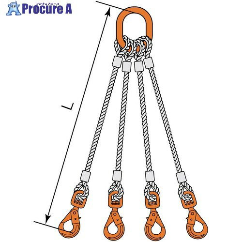 コンドーテック 4点吊JISロック止ワイヤ φ9×1.5M WLHW・M8W 05224PMPW091S5 1組 ■▼586-6654 【送料都度見積】