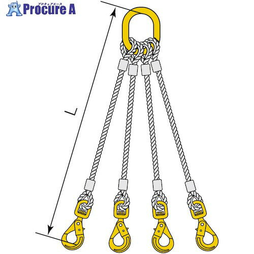 コンドーテック 4点吊JISロック止ワイヤ φ9×6M HJK・HMM 05224KMJK096 1組 ■▼586-9902【代引決済不可】【送料都度見積】
