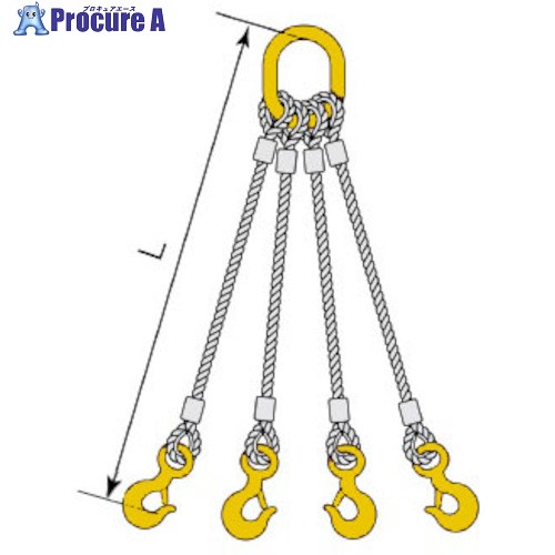 コンドーテック 4点吊JISロック止ワイヤ φ12×3M HTL・HMM 05224KMTL123 1組 ■▼587-9403 【送料都度見積】