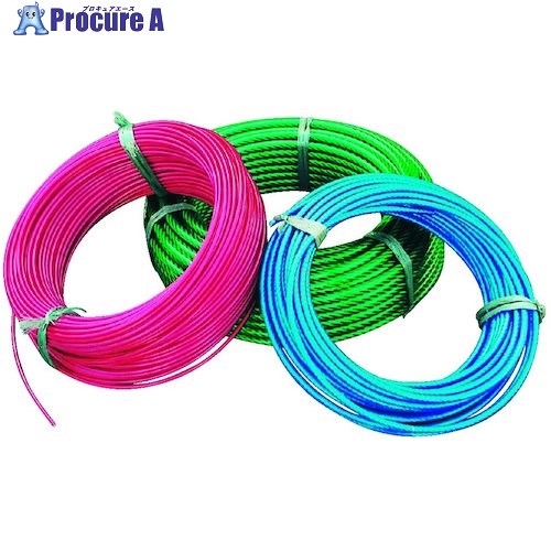 コンドーテック ビニール被覆ワイヤロープ (VCワイヤ) 6x19 G/O 6-8×30M 黄・透明 051033G06030CY 1巻 ..