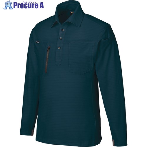 クロダルマ 長袖ポロシャツ ネイビー L 25686-11-L 1着 ■▼662-3254【代引決済不可】【送料都度見積】