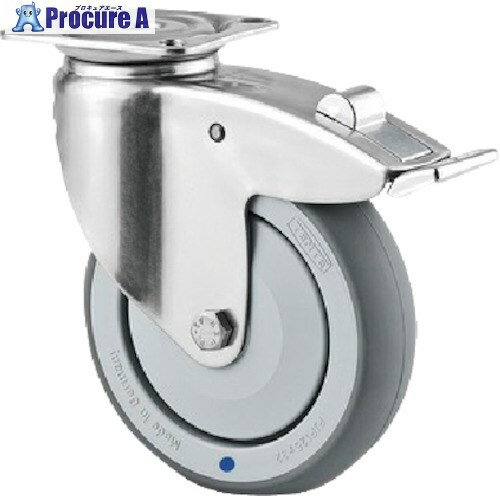 テンテキャスター プレート式キャスター“AGILA”(エラストマー車・ステンレス金具) φ150 自在式(トータルロック付) 7477PJC150P50 1個 ■▼255-0729【代引決済不可】