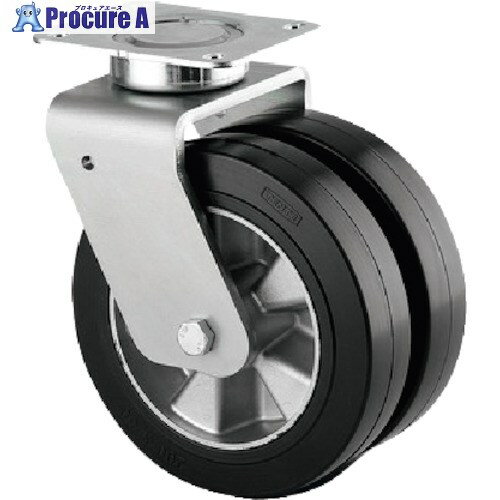 テンテキャスター 重荷重用高性能双輪キャスター”DELTA TWIN”(ゴム車・メンテナンスフリー) φ200 自在..