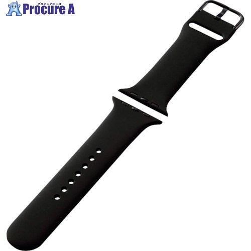 ELECOM Apple Watch 45/44/42mm用バンド シリコン ブラック AW-45BDSCBK 1本 ■▼368-4017