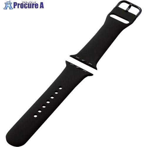 ELECOM Apple Watch 41/40/38mm用バンド シリコン ブラック AW-41BDSCBK 1本 ■▼368-8750
