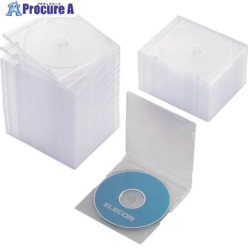 ELECOM CD・DVD・Blu-rayスリムプラケース 1枚収納クリア 50枚入 CCD-JSCS50CR 1パック ■▼828-2830