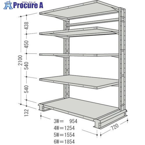 NF スチール製軽中量ボルトレス棚 キャンチラック単式1連 間口1854×奥行720×高さ2100mm 階段数5 150kg CR76L-S5 1台 ■▼135-3903 【送料都度見積】