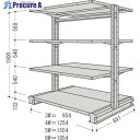 NF スチール製軽中量ボルトレス棚 キャンチラック複式増結1連 間口954×奥行891×高さ1800mm 階段数4段 CR63S-W4B 1台 ■▼136-1770 【送料都度見積】(3)