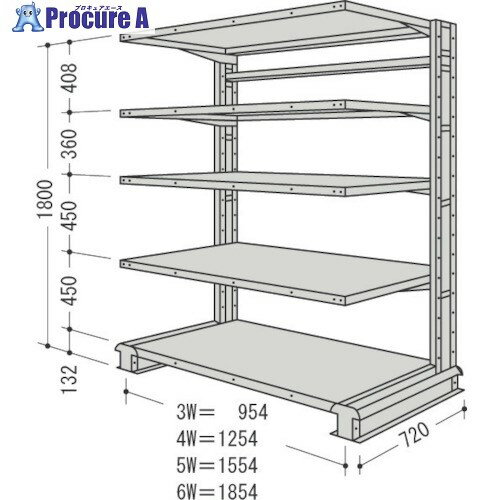 NF スチール製軽中量ボルトレス棚 キャンチラック単式増結1連 間口1854×奥行720×高さ1800mm 5段 CR66L-S5B 1台 ■▼136-3441 【送料都度見積】