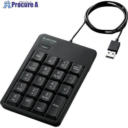 ELECOM テンキーパッド 有線 静音設計 抗菌 ブラック TK-TCM021SKBK 1個 ■▼368-7124