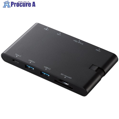 ELECOM USB Type-C接続モバイルドッキングステーション ブラック DST-C05BK 1個 ■▼438-2888