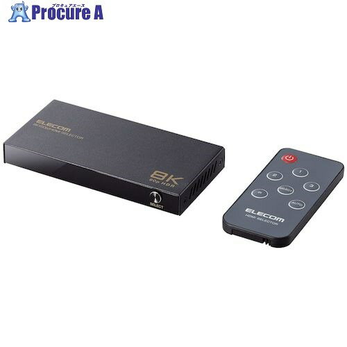 ELECOM HDMI切替器 8K対応 3ポート 3入力1出力 ブラック DH-SW8KP31BK 1個 ■▼563-5285