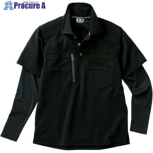 クロダルマ フェイクレイヤードポロシャツ ブラック LL DG814-49-LL 1着 ■▼662-6355 【送料都度見積】