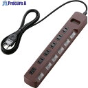 ELECOM OAタップ 雷ガード 個別スイッチ 6個口 2m ブラウン T-BR04-2620BR 1個 ■▼821-8624