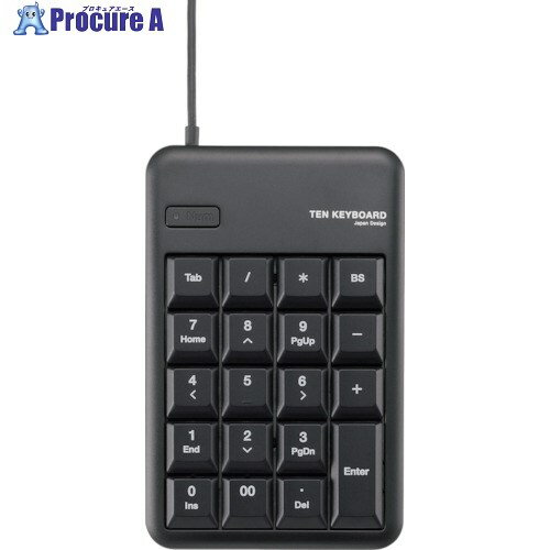 ELECOM 2ポートUSB2.0HUB付USBテンキーボード Mサイズ ブラック TK-TCM012BK 1個 ■▼828-2951