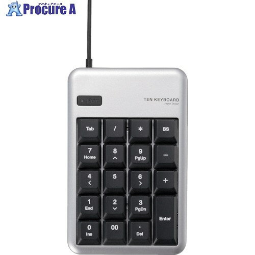 ELECOM 2ポートUSB2.0HUB付USBテンキーボード Mサイズ シルバー TK-TCM012SV 1個 ■▼828-2952