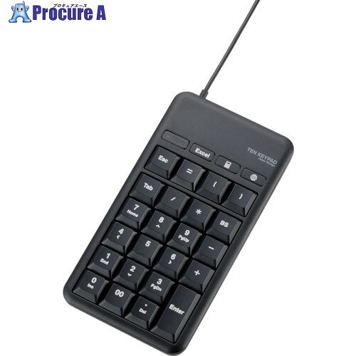 ELECOM ホットキー付有線テンキーボード USB2.0HUB付 ブラック TK-TCM015BK 1個 ■▼828-2955