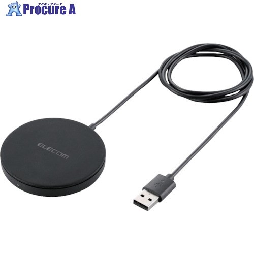 ELECOM ワイヤレス充電器 マグネット内蔵 5W 卓上 ケーブル一体 1m ブラック W-MA01BK 1個 ■▼254-7558【代引決済不可】