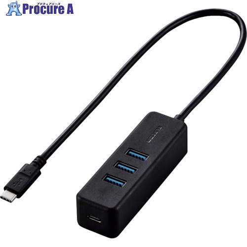 ELECOM USB Type C ハブ USB3.1(Gen1) USB-Aメス3ポート ケーブル30cm ブラック U3HC-T431P5BK 1台 ■▼336-2287【代引決済不可】