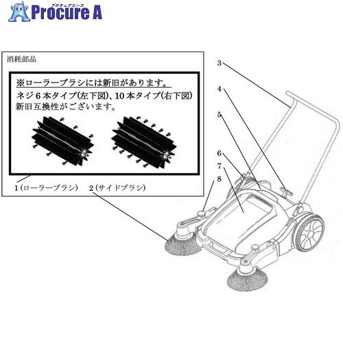 アクアシステム AJL920S用 左右サイドブラシセット(ネジ付2個入り) ECSW900500 1S ■▼244-6241 【送料都度見積】