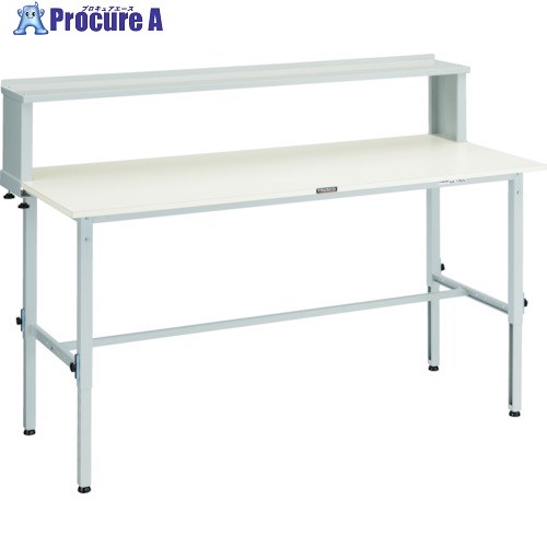 TRUSCO 軽荷重作業台高さ調節式(150kg)AEM型 1800X750XH954～1254(全高) 上棚付 ホワイト色 AEM-1800YURB W 1台 ■▼466-7611【代引決済不可】