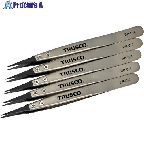 TRUSCO まとめ買い ESDチップピンセット 先細型 先端幅0.4mm 5本入り EP-0.4-M5 1S ▼363-8336【代引決済不可】