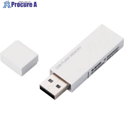 ELECOM キャップ式USBメモリ(ホワイト)32GB MF-MSU2B32GWH 1個 ■▼333-6387