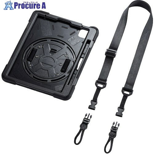 SANWA iPad Air 耐衝撃ケース(ハンドル、スタンド、ショルダーベルト付き) PDA-IPAD1717BK 1個 ■▼572-5826