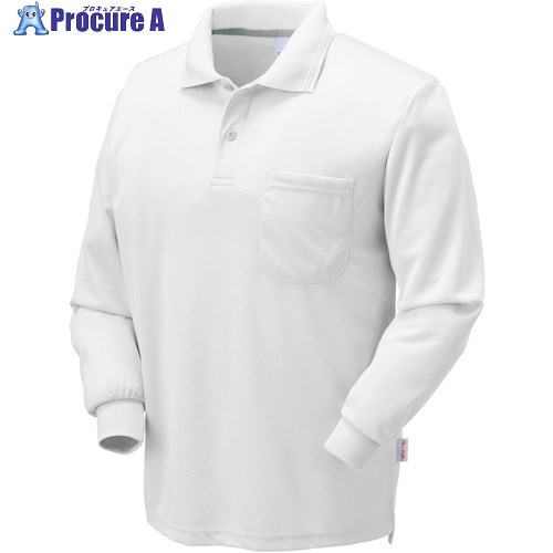 クロダルマ 長袖ポロシャツ ホワイト LL 25415-1-90-LL 1着 ■▼438-9649 【送料都度見積】