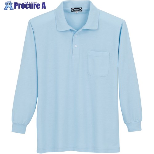 クロダルマ 長袖ポロシャツ サックス LL 25400-19-LL 1着 ■▼439-1245 【送料都度見積】