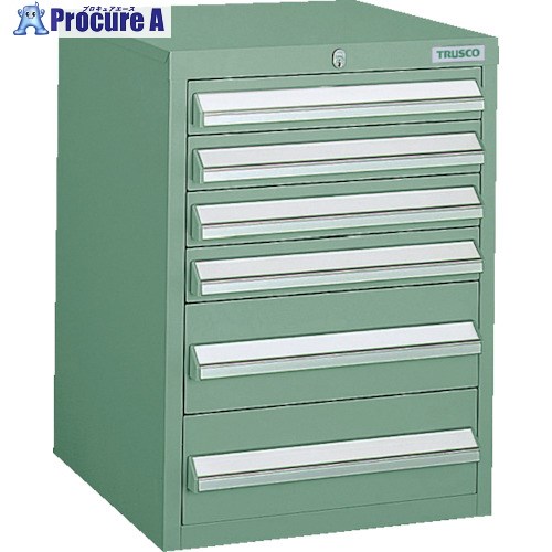 TRUSCO LVR型キャビネット 392X412XH540 引出6段 緑 LVR-541 GN(グリーン) 1台 ▼502-1065【代引決済不可】※車上渡し