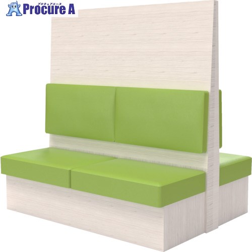 TRUSCO ミーティングベンチダブル H1800XW1800XD960木目ホワイト 生地レザーグリーン MBW66WLGR 1台 ■▼557-4026 【送料都度見積】