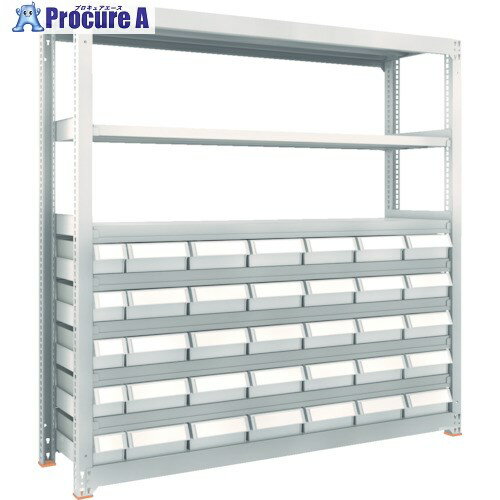 TRUSCO スチール製中量ボルトレス棚 M3型 樹脂ネオグレー引出付 W1800×D471×H1800 小×5・大×30 M3-6658-E5F30 1台 ◇▼856-3314