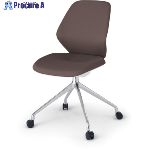 ITOKI キュアチェア 4本脚 クロスバック 肘無 ウレタン双輪キャスター付 脚アルミミラー 本体ホワイト ..