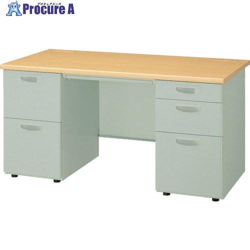 NAIKI 両袖デスク NED型/天板:ライトバーチ木目 本体:ウォームホワイト/W1400×D700×H700 NED147BA-AWL 1台 ■▼145-7623 ※個人宅様送り不可