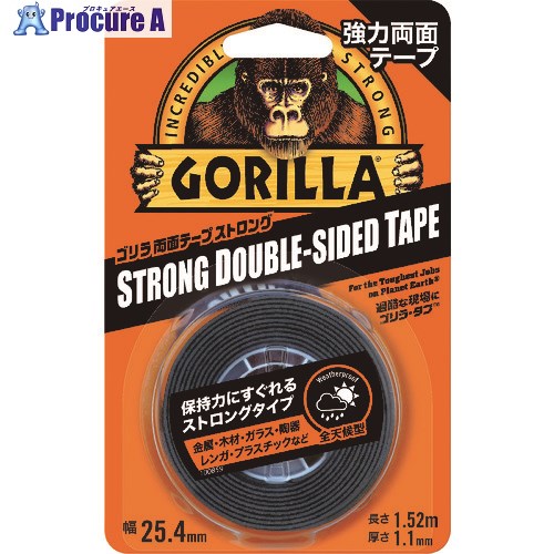 KURE 強力両面テープ ゴリラ両面テープ ストロング 25.4mm×1.52m×厚さ1.1mm NO1779 1巻 ▼198-8252【代引決済不可】