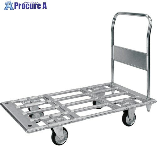 シシク パイプ材仕様運搬台車 スチール製 200径ゴム車輪付キャスタ 590×1100 P2-B-W200 1台 ■▼389-1395 【送料都度見積】