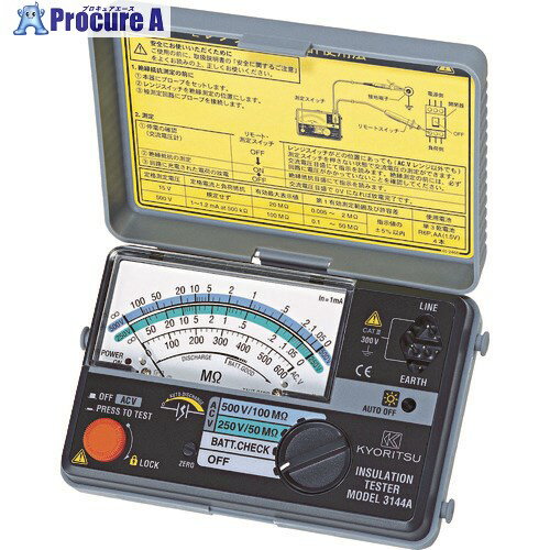 測定・計測用品 工業用計測機器 抵抗計 共立電気計器（株）メーカー名共立電気計器（株）プラス名称 KYORITSU商品名KYORITSU　3148A　2レンジ小型絶縁抵抗計型式MODEL3148Aメーカー希望小売価格【税抜】30000円(税抜)オレンジブック2024年　1 0456ページ発注コード479-6772JANコード4560187060342特長●小型、軽量2レンジメガです。●電圧レンジ別に色分けをした、見やすいスケール目盛りです。●測定スイッチを手元で操作可能なリモートスイッチ付測定プローブ標準装備です。●CE規格品です。●JISC1302:2002準拠品です。●250/500V切替式です。用途●絶縁抵抗の測定。仕様●定格測定電圧(V/MΩ)：100/20、250/50●最小表示(MΩ)：0.02●交流電圧(V)：300●幅(mm)：137●奥行(mm)：40●高さ(mm)：90●電源(V)：単3乾電池(R6P)×4本(付属)●幅×奥行×高さ：137×40×90mm材質セット内容／付属品注意原産国日本重量640G納期目安当日〜2営業日以内に発送 ※欠品時別途連絡