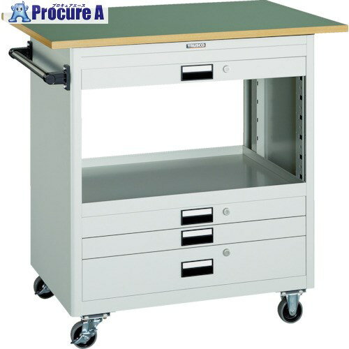 TRUSCO スチール製ワゴン(溶接一体構造) ツールワゴン 750×500×H880 浅3深1引出 天板付 ヤンググリーン NTS-731T-YG 1台 ■▼484-6893【代引決済不可】