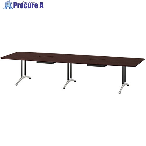 NAIKI ミーティングテーブル(配線付 KDF型/天板:マスターオーク 脚:ブラック/W3600×D1200×H714 KDF3612BH-MO 1台 ■▼657-5385 ※個人宅様送り不可